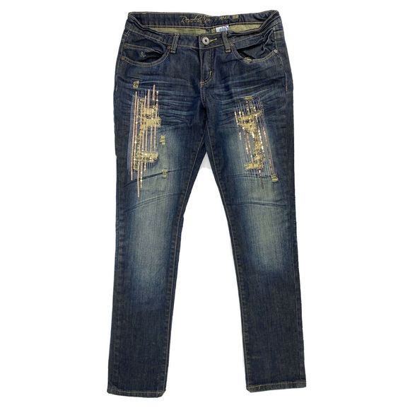 Revolution Jeans Womens Size 7 Blue Distressed - Picture 1 of 4